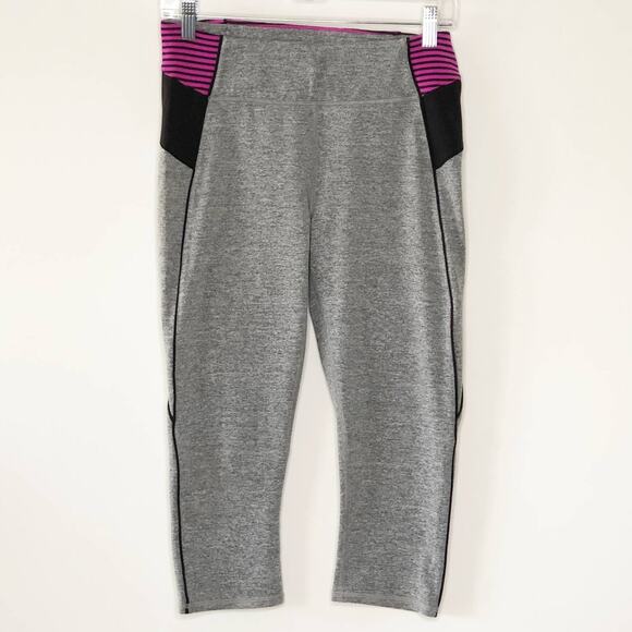 Lucy Medium Leggings Cropped Grey Pink Zipper Pocket - Picture 1 of 6
